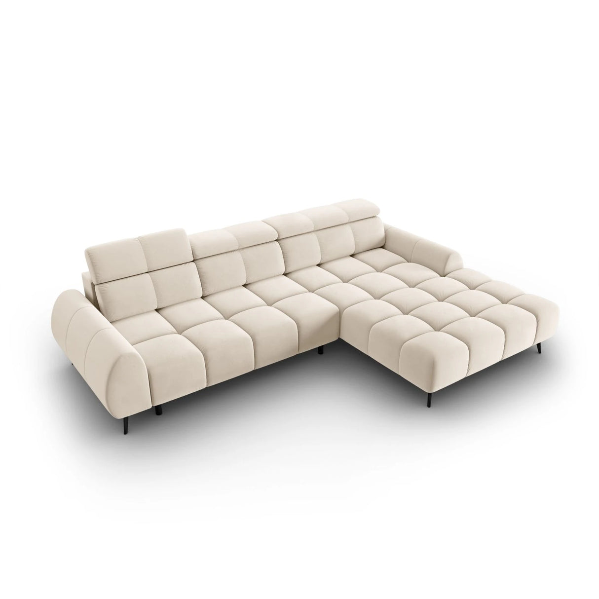 Alyse 5-Sitzer Ecksofa Rechts, elektrisch verstellbar, mit Bezug aus Samt oder Strukturstoff, 295x188 cm – Bild 6