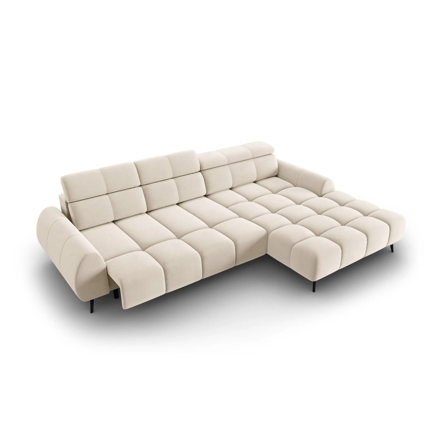 Alyse 5-Sitzer Ecksofa Rechts, elektrisch verstellbar, mit Bezug aus Samt oder Strukturstoff, 295x188 cm – Bild 7