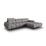 Alyse 5-Sitzer Ecksofa Rechts, elektrisch verstellbar, mit Bezug aus Strukturierter Stoff (Nea 07) in Hellgrau, 295x188 cm – Bild 1