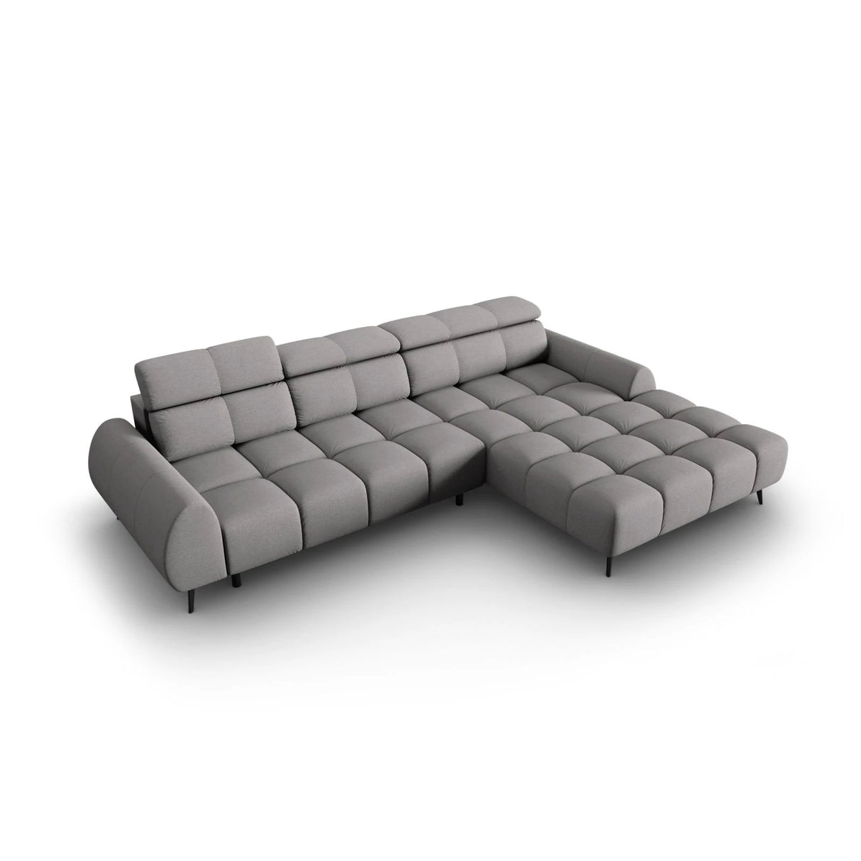 Alyse 5-Sitzer Ecksofa Rechts, elektrisch verstellbar, mit Bezug aus Strukturierter Stoff (Nea 07) in Hellgrau, 295x188 cm – Bild 6