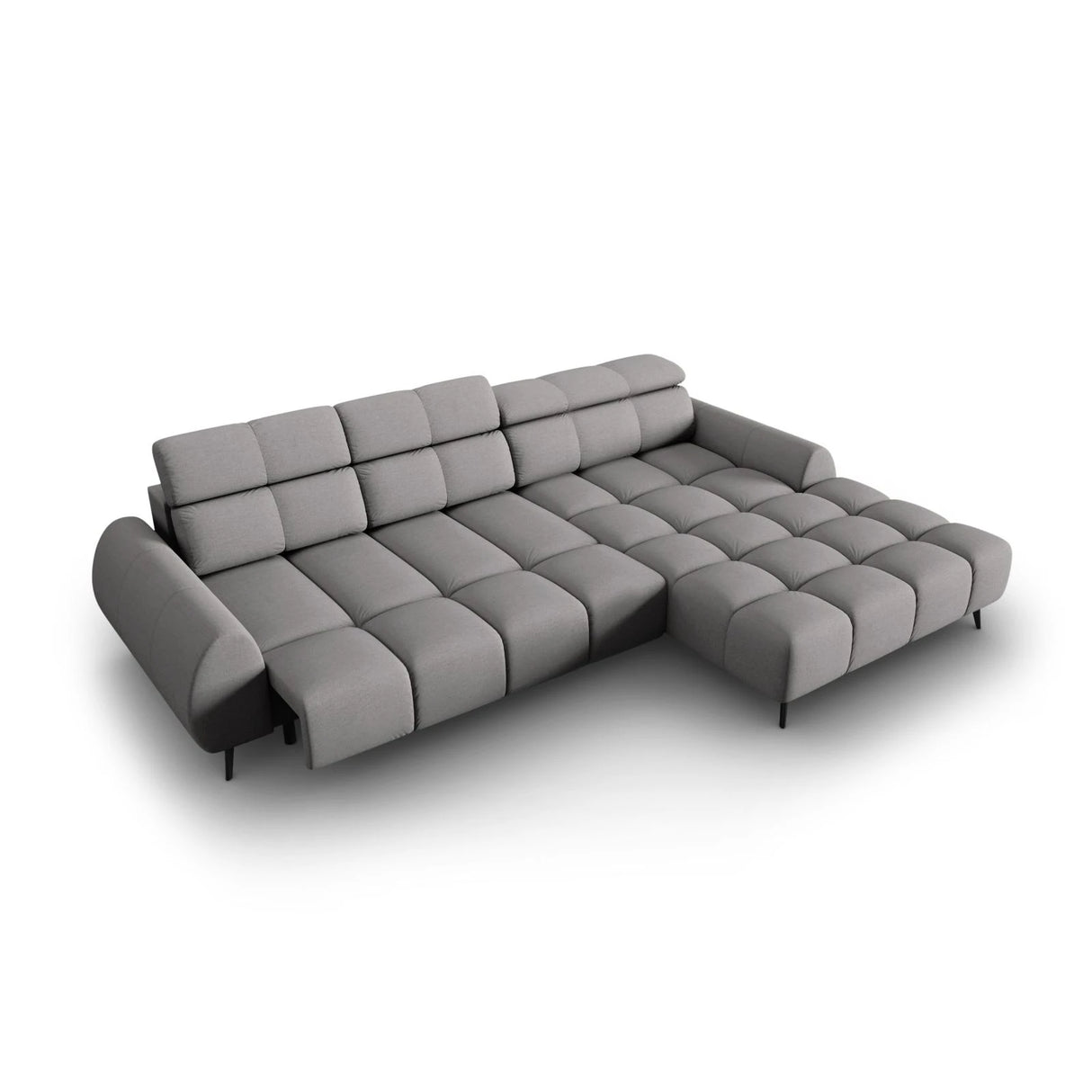 Alyse 5-Sitzer Ecksofa Rechts, elektrisch verstellbar, mit Bezug aus Strukturierter Stoff (Nea 07) in Hellgrau, 295x188 cm – Bild 7