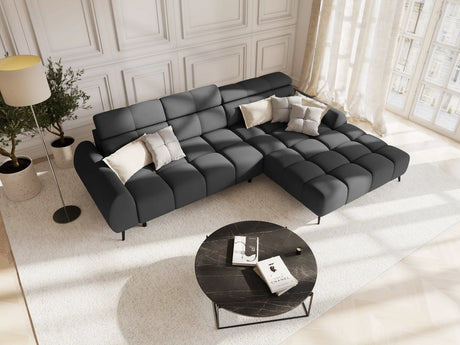 Alyse 5-Sitzer Ecksofa Rechts, elektrisch verstellbar, mit Bezug aus Strukturierter Stoff (Nea 16) in Dunkelgrau, 295x188 cm – Bild 2