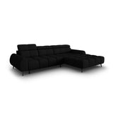 Alyse 5-Sitzer Ecksofa Rechts, elektrisch verstellbar, mit Bezug aus Strukturierter Stoff (Nea 19) in Schwarz, 295x188 cm – Bild 1
