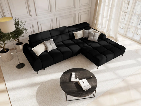 Alyse 5-Sitzer Ecksofa Rechts, elektrisch verstellbar, mit Bezug aus Strukturierter Stoff (Nea 19) in Schwarz, 295x188 cm – Bild 2