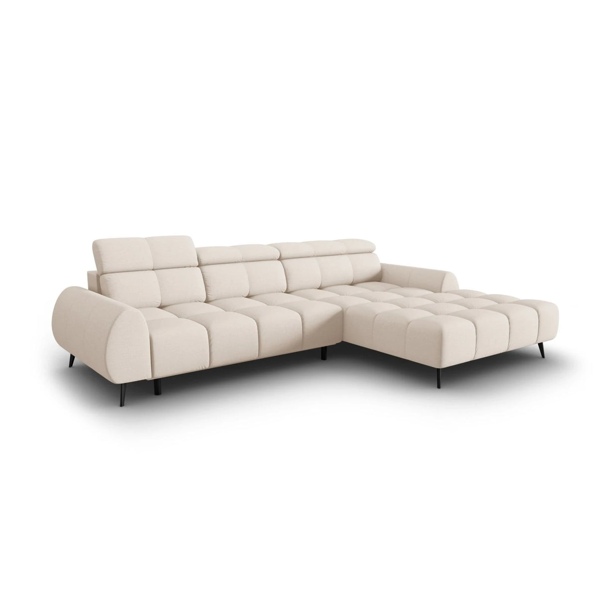 Alyse 5-Sitzer Ecksofa Rechts, elektrisch verstellbar, mit Bezug aus Strukturierter Stoff (Nea 23) in Leichtes Beige, 295x188 cm – Bild 1