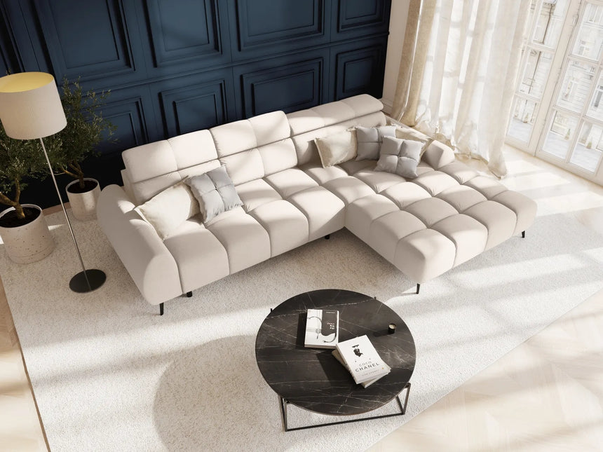 Alyse 5-Sitzer Ecksofa Rechts, elektrisch verstellbar, mit Bezug aus Strukturierter Stoff (Nea 23) in Leichtes Beige, 295x188 cm – Bild 2