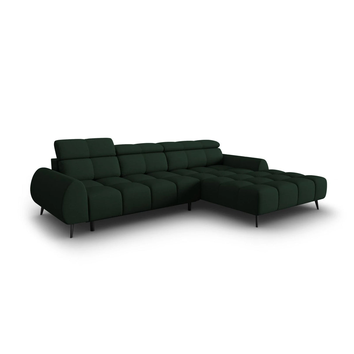 Alyse 5-Sitzer Ecksofa Rechts, elektrisch verstellbar, mit Bezug aus Strukturierter Stoff (Nea 78) in Dark Green, 295x188 cm – Bild 1