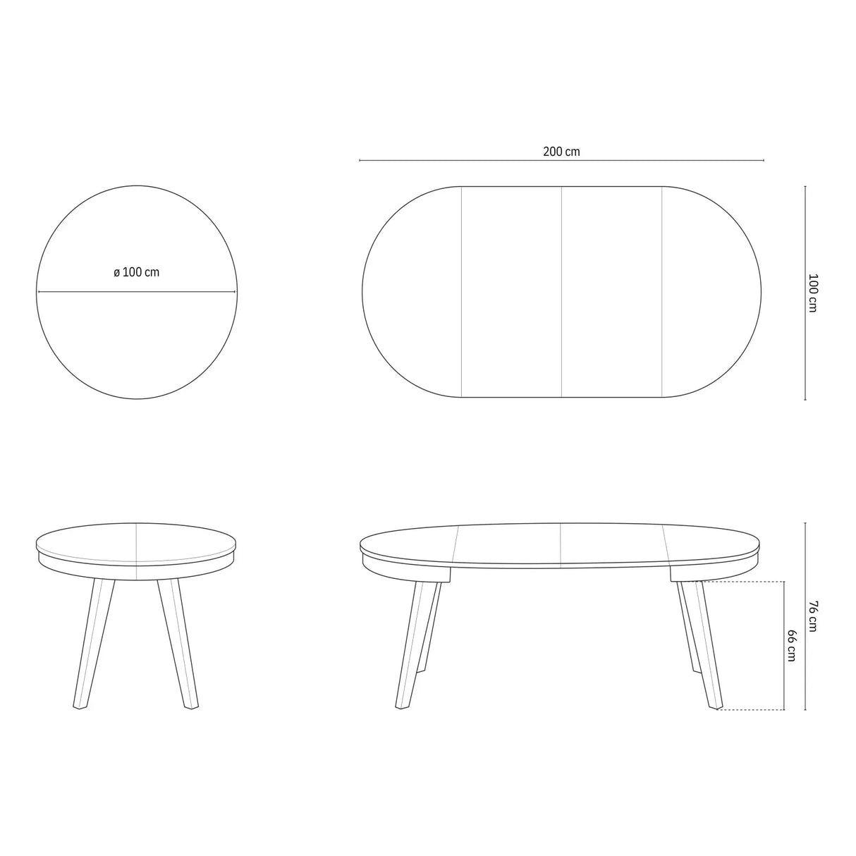Ausziehbarer Tisch Ludia aus Eichenfurnier und Eiche, 100-200 cm - ZEN ZONE Furniture