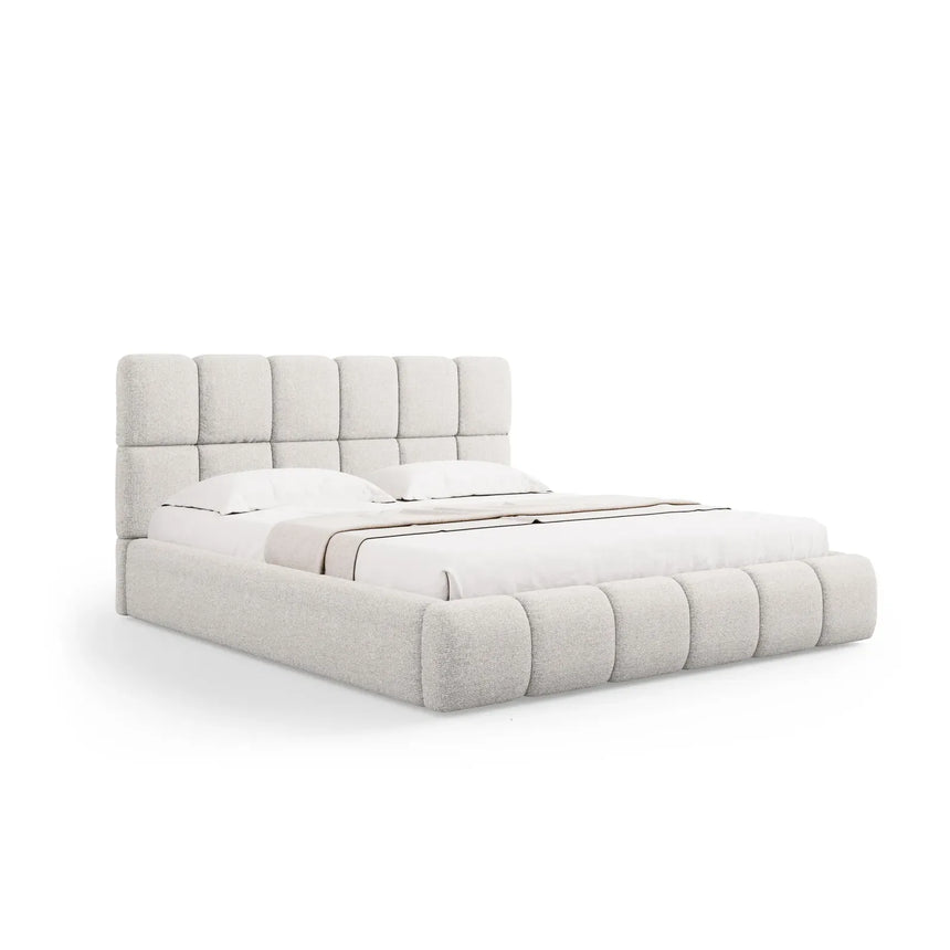 Bellis Bett mit Kopfteil und Stauraum Bezug aus Samt oder Chenille, 200x200 cm - ZEN ZONE Furniture