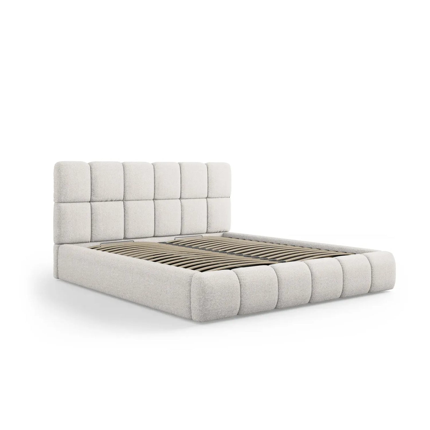 Bellis Bett mit Kopfteil und Stauraum Bezug aus Samt oder Chenille, 200x200 cm - ZEN ZONE Furniture