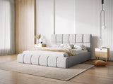 Bellis Bett mit Kopfteil und Stauraum Bezug aus Chenille (Haga06) in Hellgrau, 180x200 cm – Bild 7