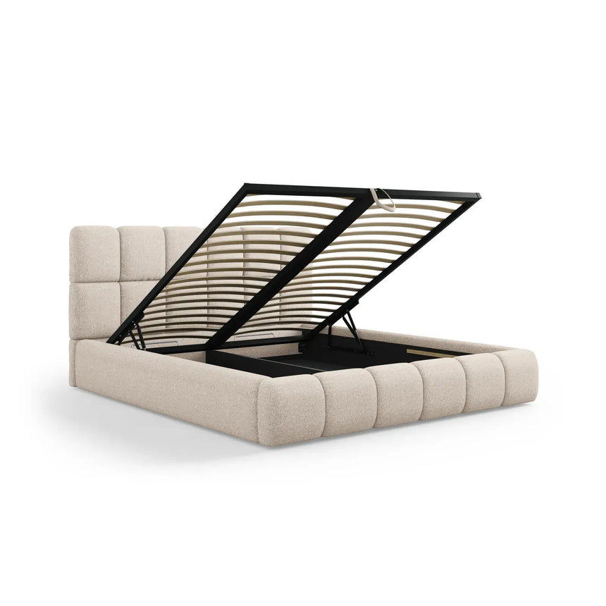 Bellis Bett mit Kopfteil und Stauraum Bezug aus Samt oder Chenille, 200x200 cm - ZEN ZONE Furniture