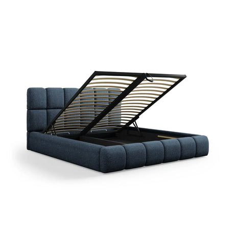 Bellis Bett mit Kopfteil und Stauraum Bezug aus Samt oder Chenille, 200x200 cm - ZEN ZONE Furniture