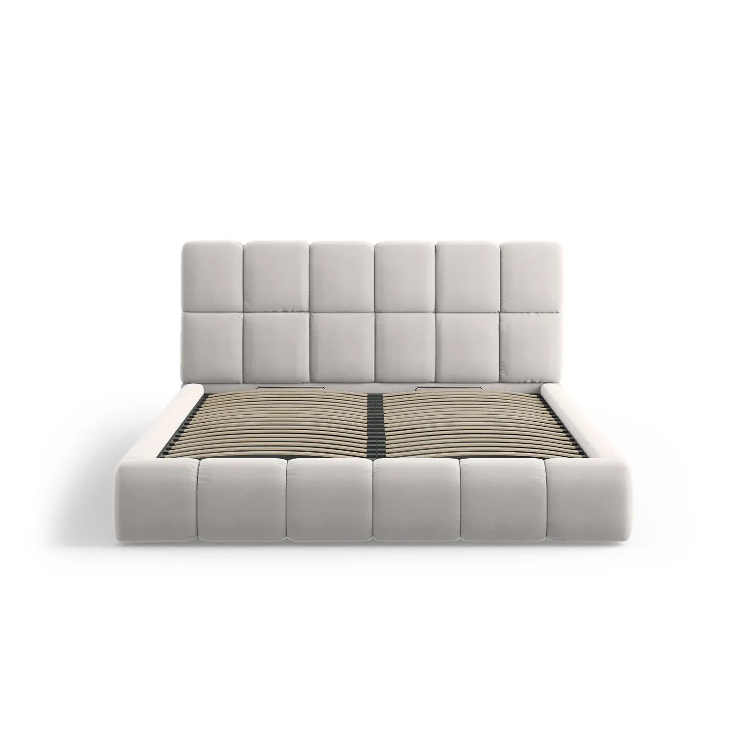 Bellis Bett mit Kopfteil und Stauraum Bezug aus Samt oder Chenille, 200x200 cm - ZEN ZONE Furniture