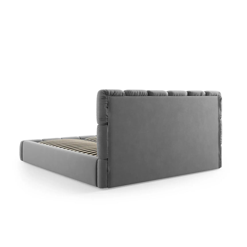 Bellis Bett mit Kopfteil und Stauraum Bezug aus Samt oder Chenille, 200x200 cm - ZEN ZONE Furniture