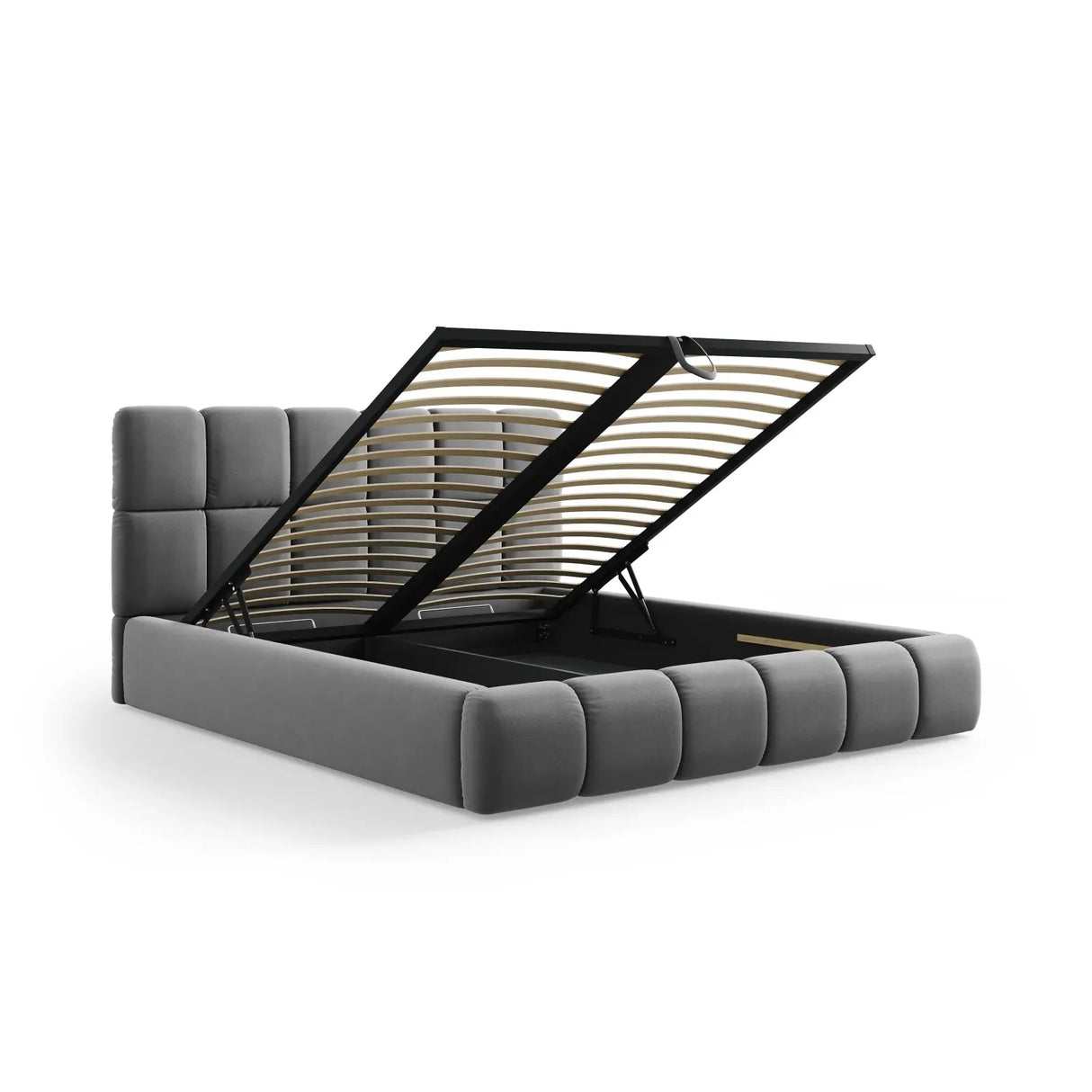 Bellis Bett mit Kopfteil und Stauraum Bezug aus Samt oder Chenille, 160x200 cm - ZEN ZONE Furniture