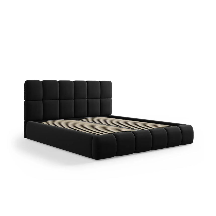 Bellis Bett mit Kopfteil und Stauraum Bezug aus Samt oder Chenille, 200x200 cm - ZEN ZONE Furniture