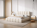 Bellis Bett mit Kopfteil und Stauraum Bezug aus Samt (Blu22) in Leichtes Beige, 180x200 cm – Bild 7