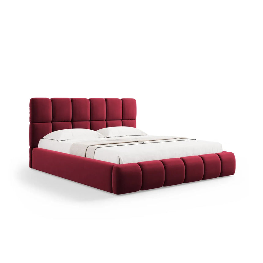 Bellis Bett mit Kopfteil und Stauraum Bezug aus Samt oder Chenille, 200x200 cm - ZEN ZONE Furniture