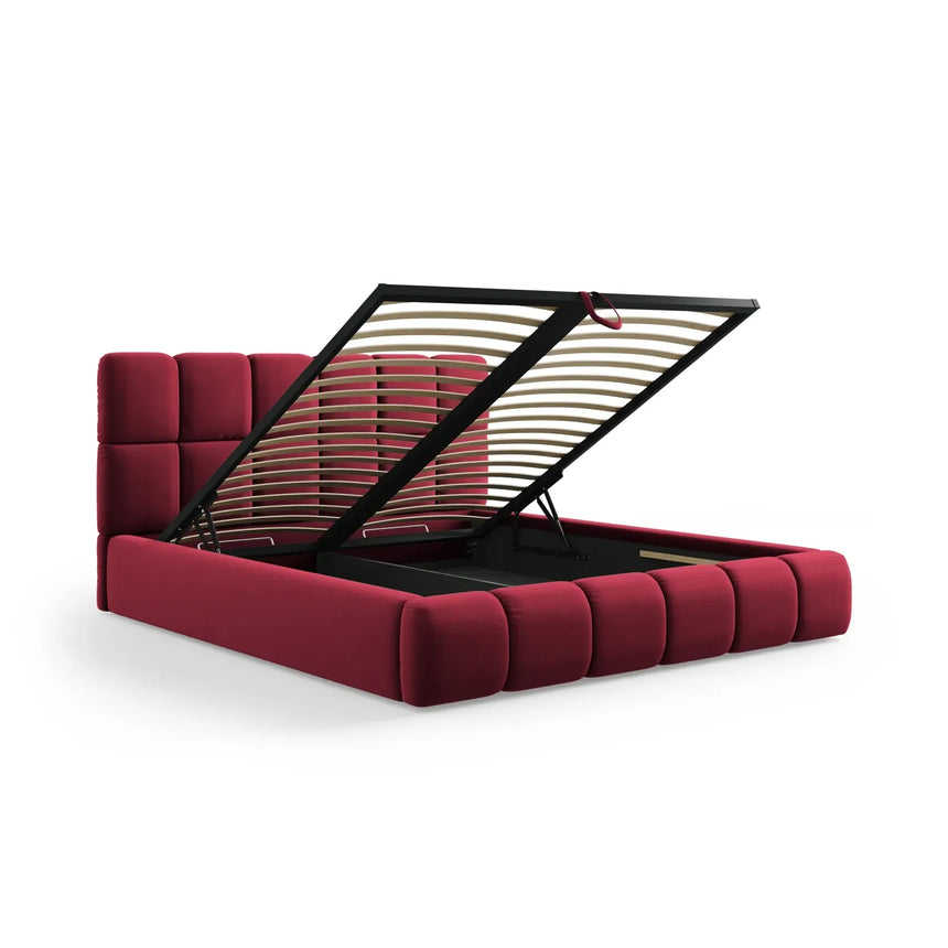 Bellis Bett mit Kopfteil und Stauraum Bezug aus Samt oder Chenille, 200x200 cm - ZEN ZONE Furniture
