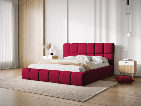 Bellis Bett mit Kopfteil und Stauraum Bezug aus Samt (Blu59) in Rot, 140x200 cm – Bild 7