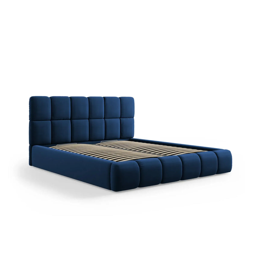 Bellis Bett mit Kopfteil und Stauraum Bezug aus Samt oder Chenille, 200x200 cm - ZEN ZONE Furniture