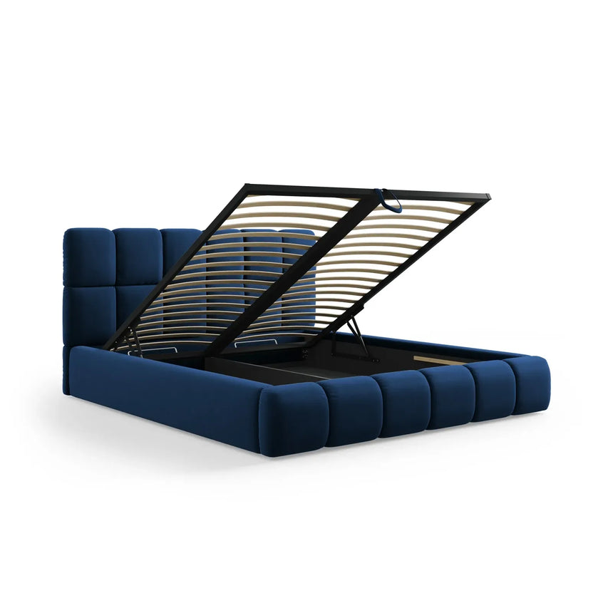 Bellis Bett mit Kopfteil und Stauraum Bezug aus Samt oder Chenille, 200x200 cm - ZEN ZONE Furniture