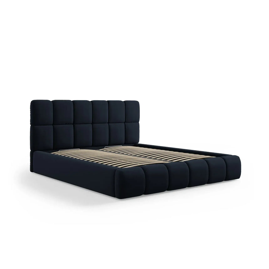 Bellis Bett mit Kopfteil und Stauraum Bezug aus Samt oder Chenille, 200x200 cm - ZEN ZONE Furniture