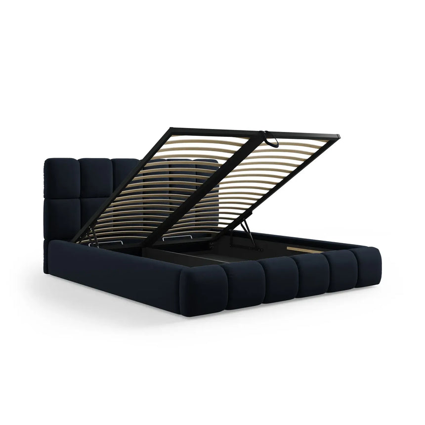 Bellis Bett mit Kopfteil und Stauraum Bezug aus Samt oder Chenille, 200x200 cm - ZEN ZONE Furniture