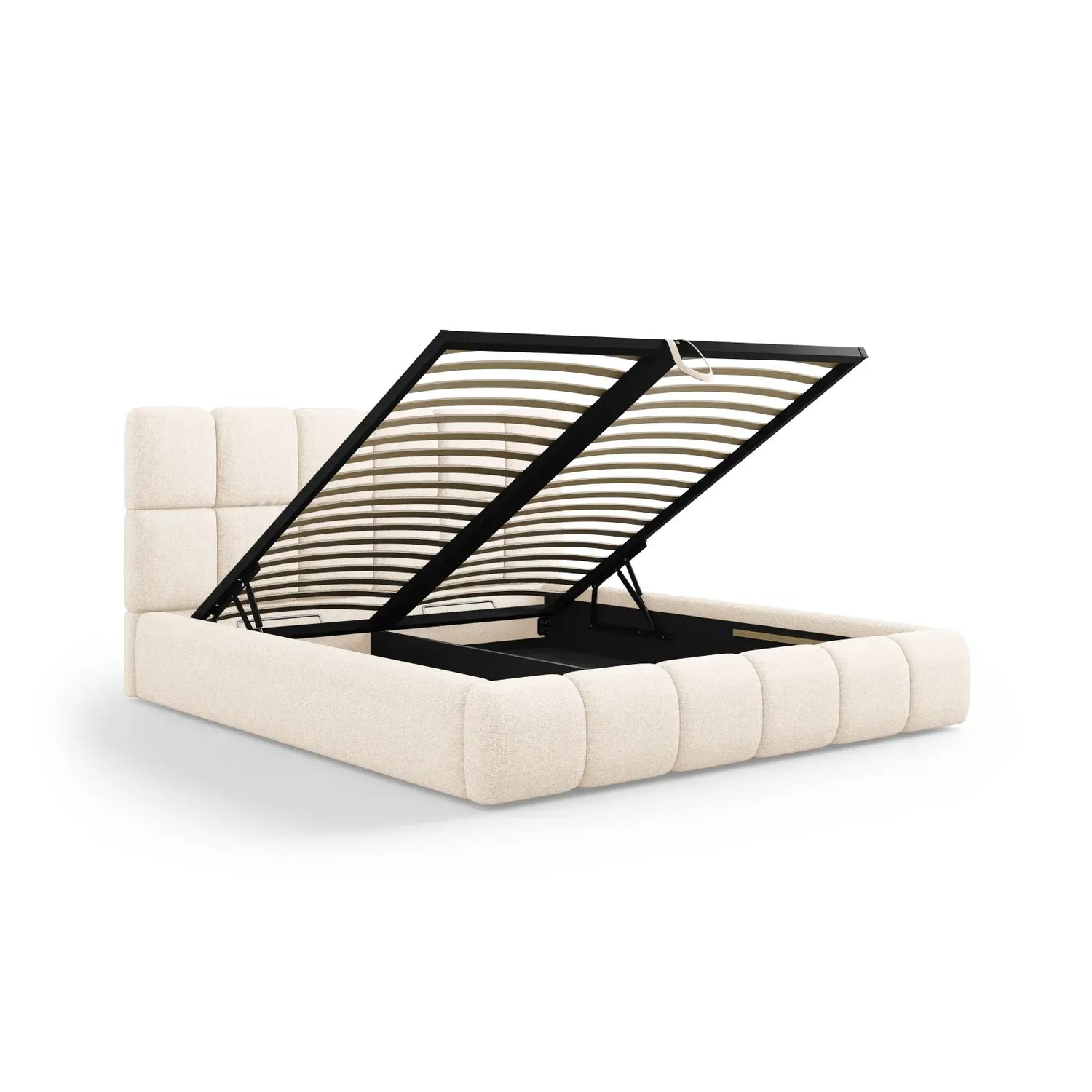 Bellis Bett mit Kopfteil und Stauraum Bezug aus Samt oder Chenille, 200x200 cm - ZEN ZONE Furniture