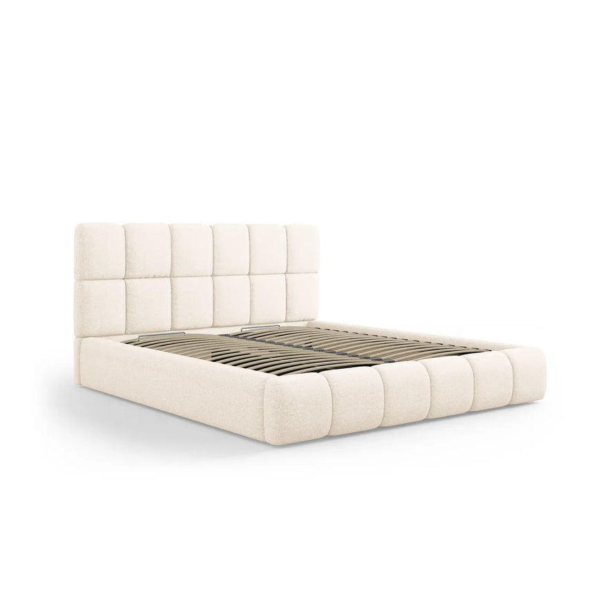 Bellis Bett mit Kopfteil und Stauraum Bezug aus Samt oder Chenille, 200x200 cm - ZEN ZONE Furniture