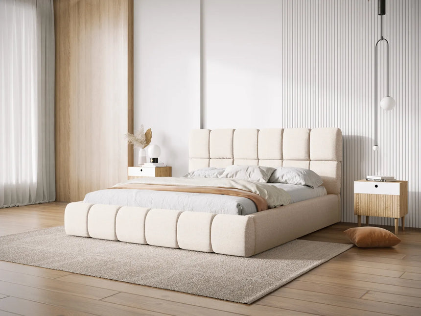 Bellis Bett mit Kopfteil und Stauraum Bezug aus Samt oder Chenille, 200x200 cm – Bild 6