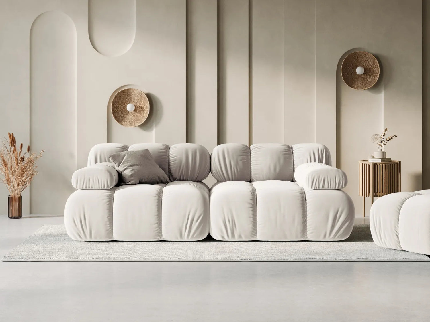 Bellis Modulares 2-Sitzer Sofa 188 cm mit Samt-Bezug (Blu30) in Dunkelbeige – Bild 2