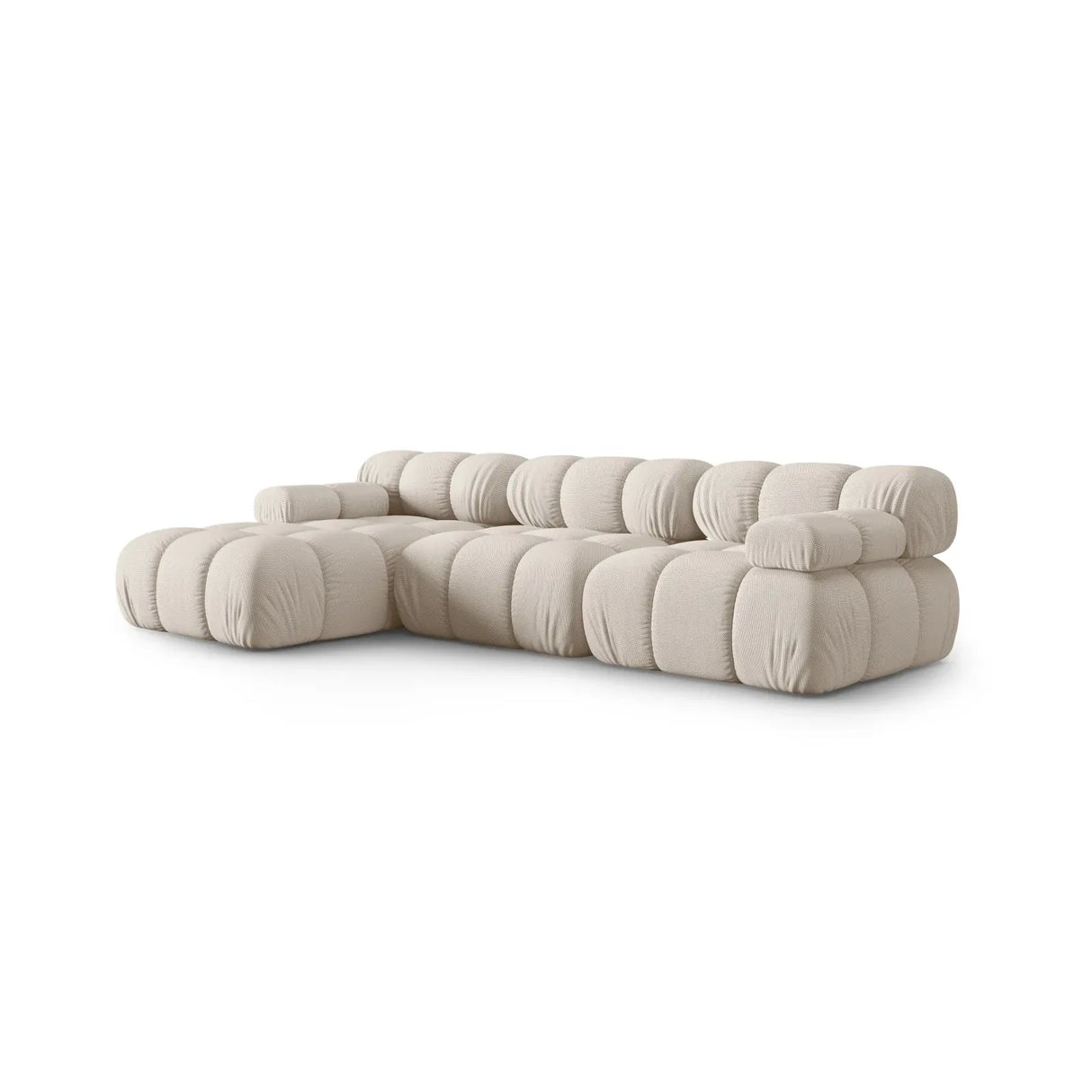 Bellis Modulares 4-Sitzer Sofa Chaise Longue Links mit Samtbezug oder 3D-Stoff, 282 cm - ZEN ZONE Furniture