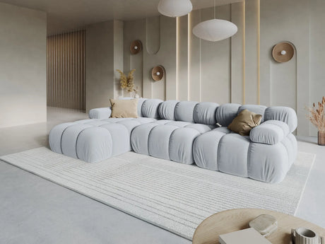 Bellis Modulares 4-Sitzer Sofa Chaise Longue Rechts mit Samt-Stoff (Blu06) in Hellblau, 282 cm – Bild 2