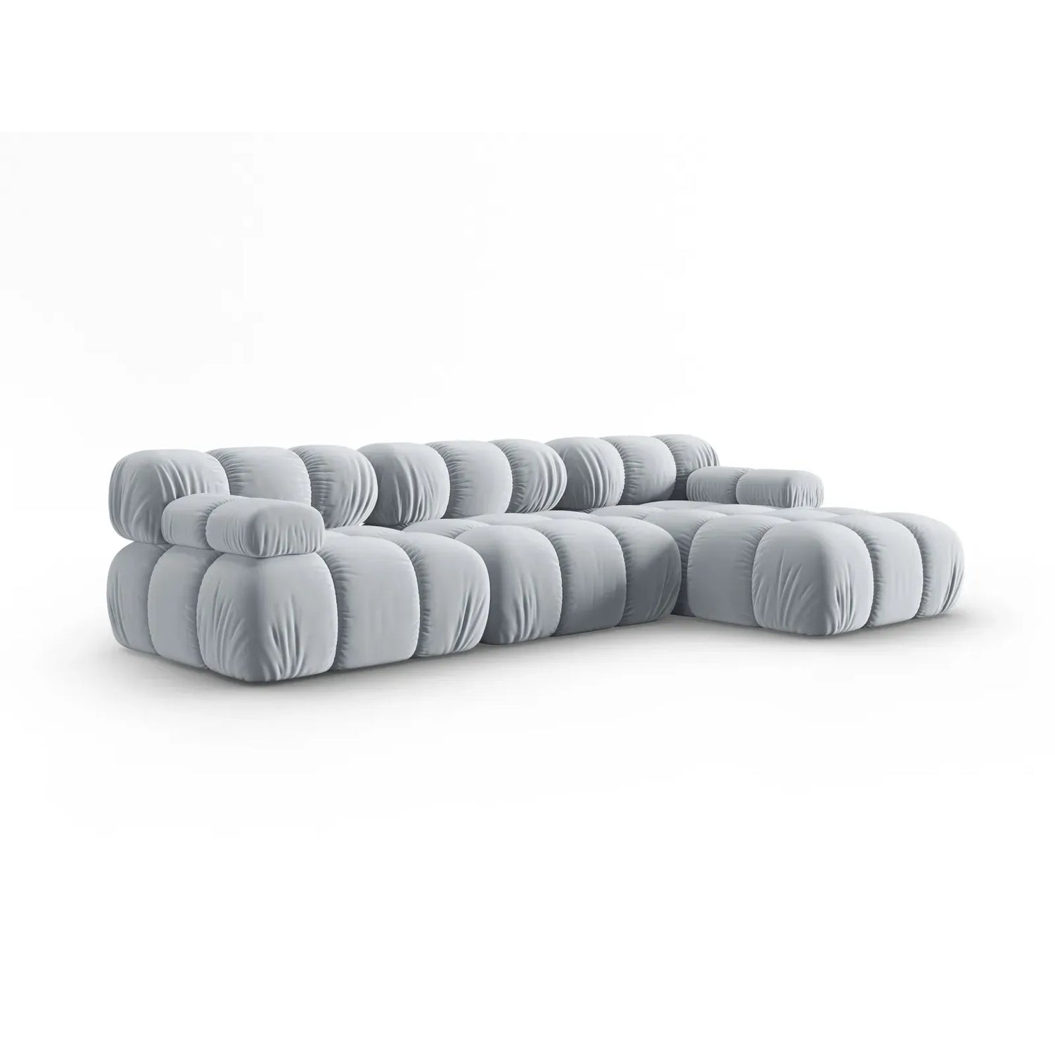 Bellis Modulares 4-Sitzer Sofa Chaise Longue Rechts mit Samtbezug oder 3D-Stoff, 282 cm - ZEN ZONE Furniture
