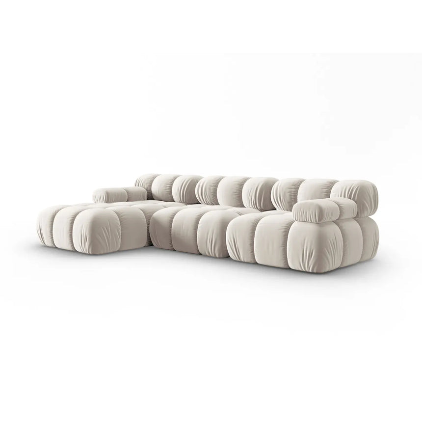 Bellis Modulares 4-Sitzer Sofa Chaise Longue Links mit Samtbezug oder 3D-Stoff, 282 cm - ZEN ZONE Furniture