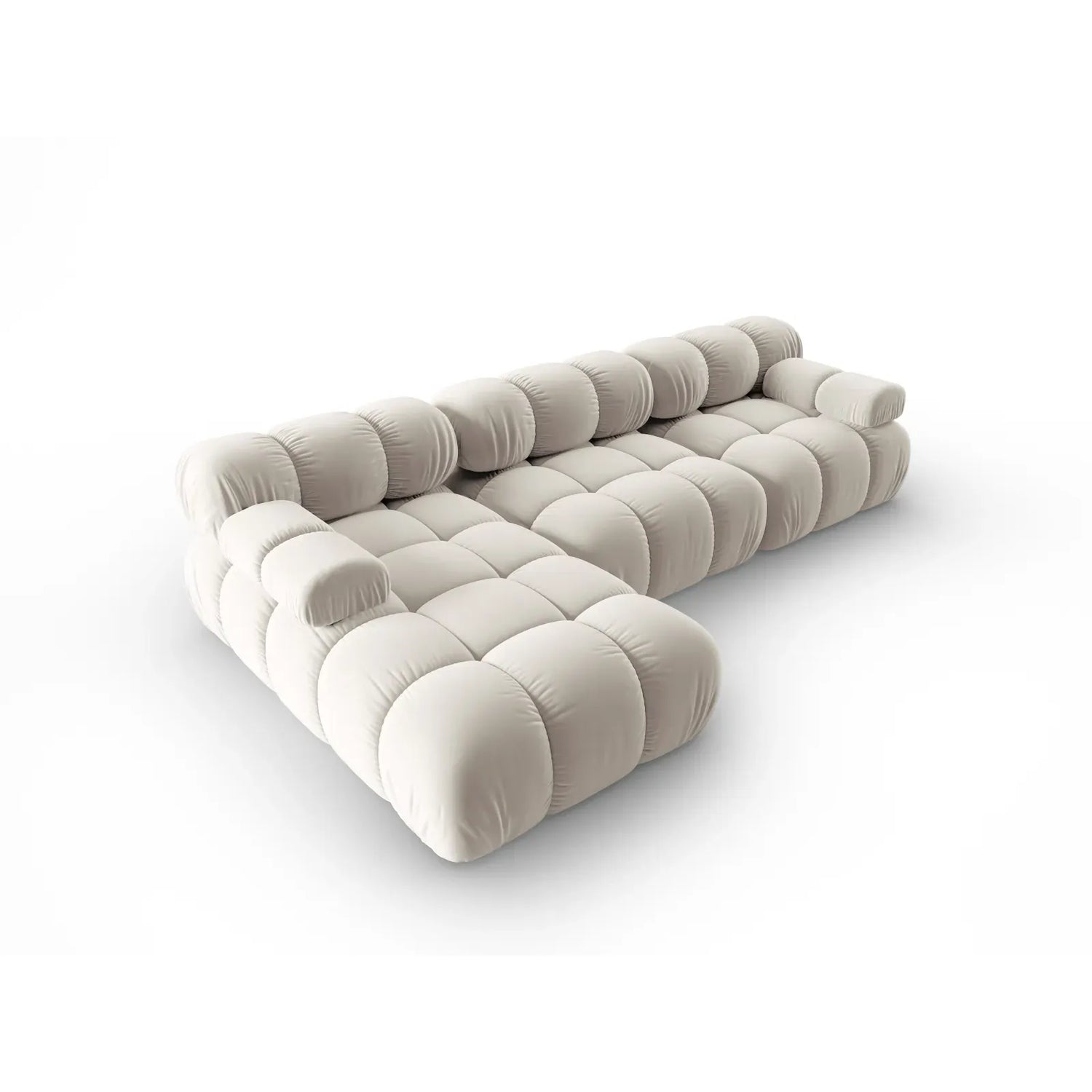 Bellis Modulares 4-Sitzer Sofa Chaise Longue Links mit Samtbezug oder 3D-Stoff, 282 cm - ZEN ZONE Furniture