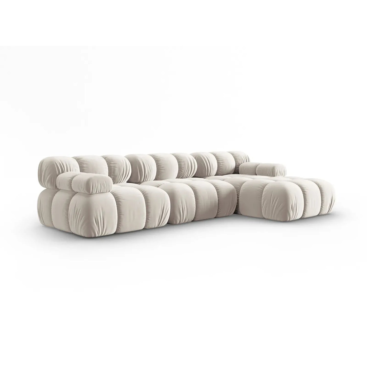 Bellis Modulares 4-Sitzer Sofa Chaise Longue Rechts mit Samtbezug oder 3D-Stoff, 282 cm - ZEN ZONE Furniture