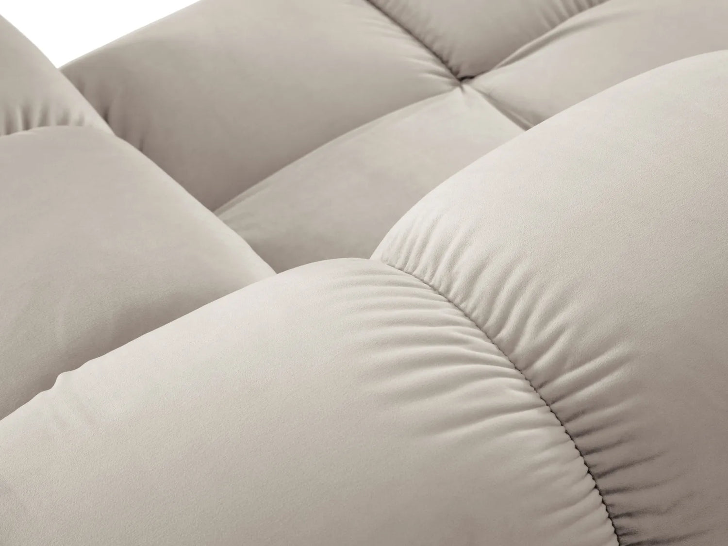 Bellis Modulares 4-Sitzer Sofa Chaise Longue Rechts mit Samt-Stoff (Blu30) in Dunkelbeige, 282 cm – Bild 5