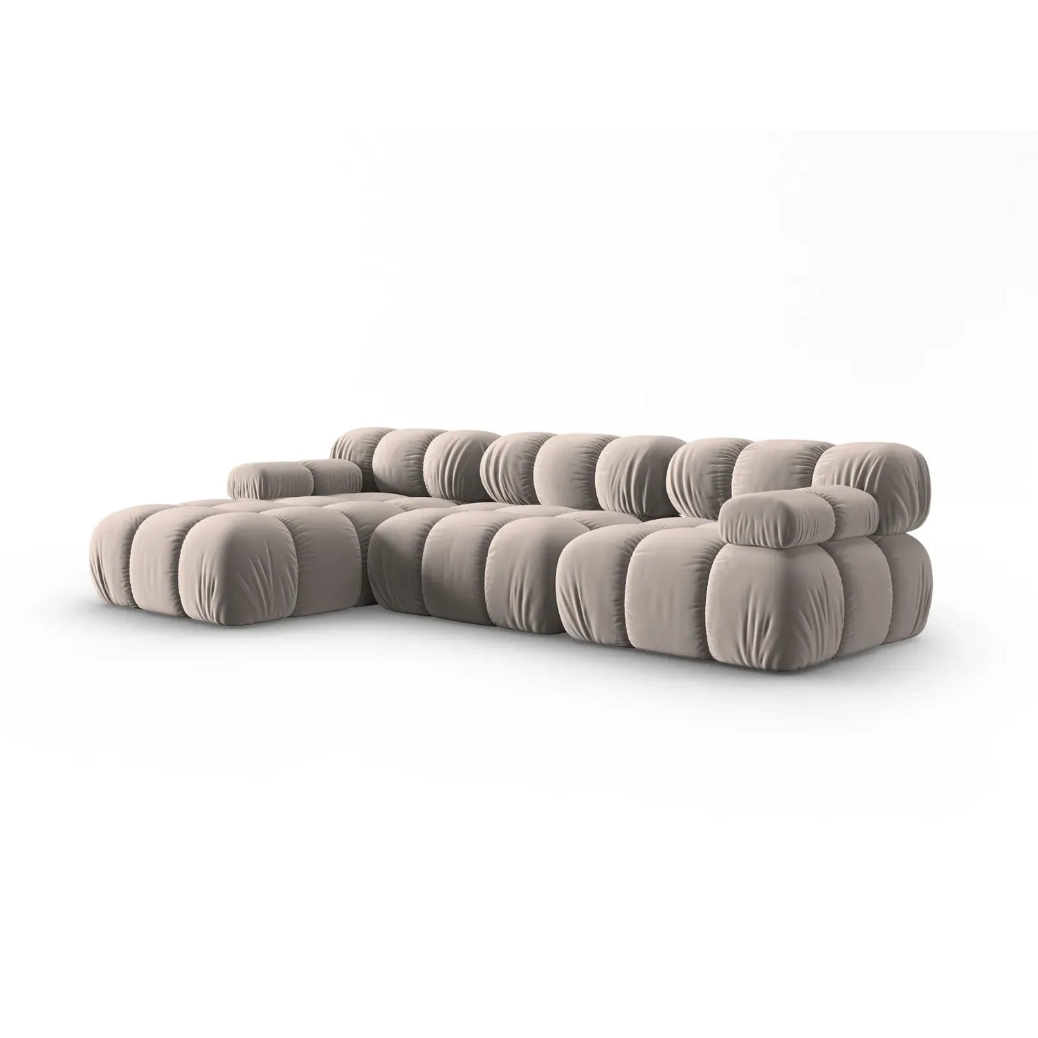 Bellis Modulares 4-Sitzer Sofa Chaise Longue Links mit Samtbezug oder 3D-Stoff, 282 cm - ZEN ZONE Furniture