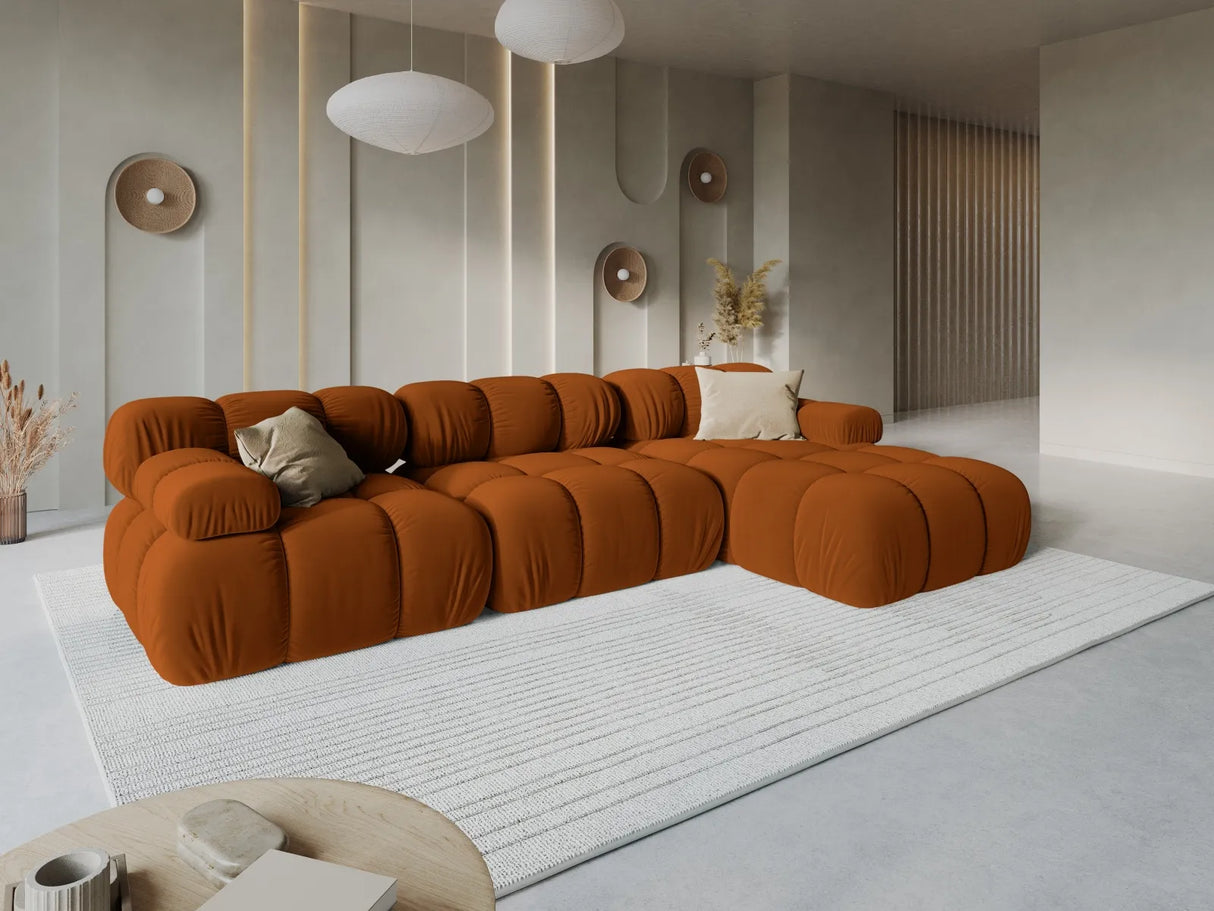 Bellis Modulares 4-Sitzer Sofa Chaise Longue Rechts mit Samt-Stoff (Blu4215) in Terrakotta, 282 cm – Bild 1