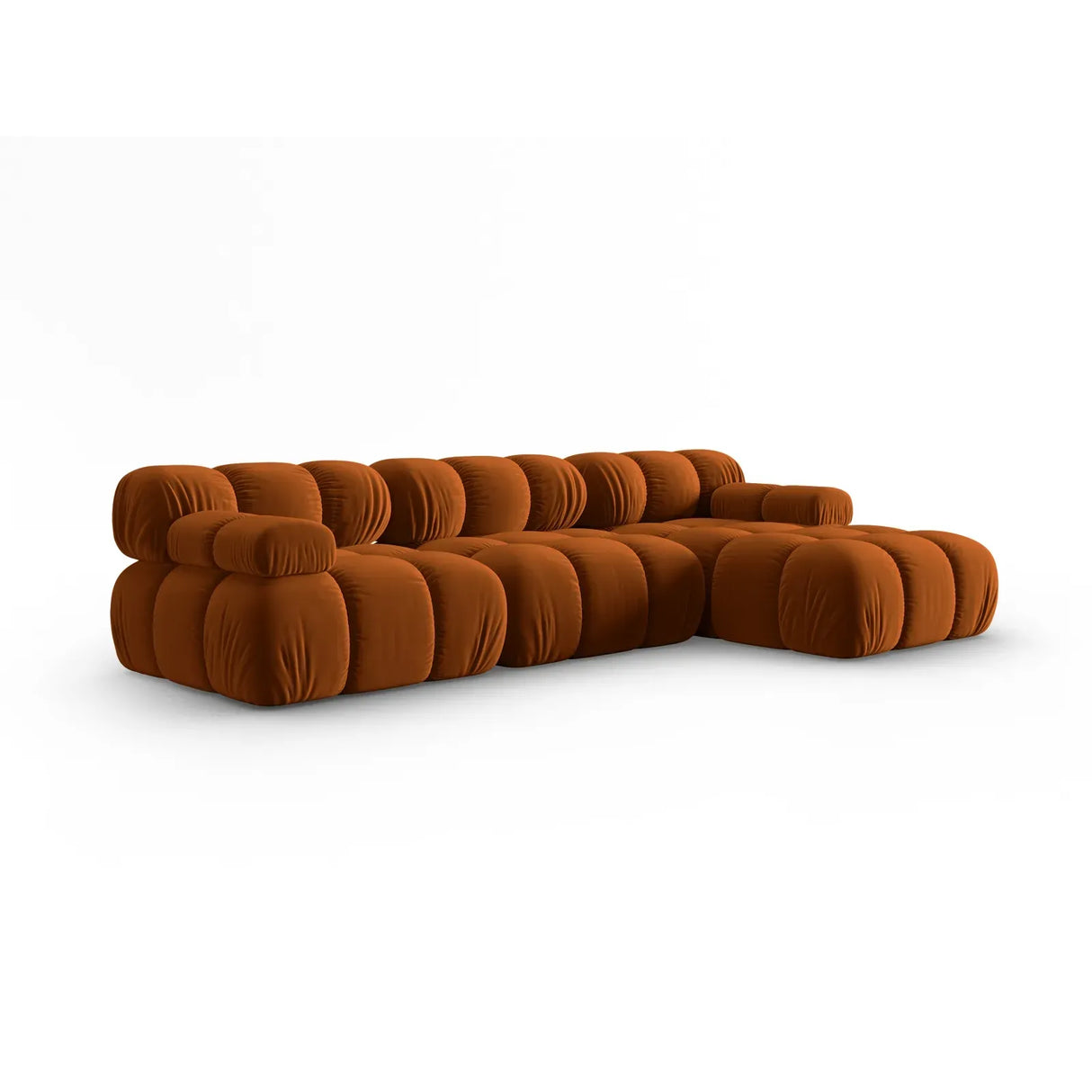 Bellis Modulares 4-Sitzer Sofa Chaise Longue Rechts mit Samtbezug oder 3D-Stoff, 282 cm - ZEN ZONE Furniture
