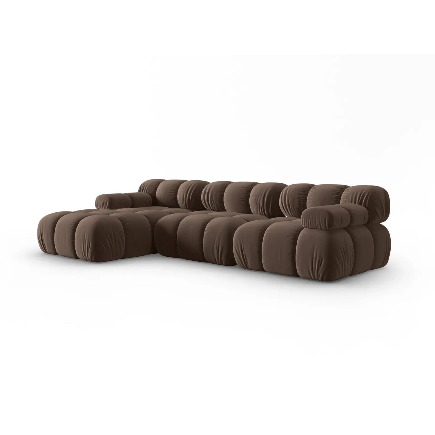 Bellis Modulares 4-Sitzer Sofa Chaise Longue Links mit Samtbezug oder 3D-Stoff, 282 cm - ZEN ZONE Furniture