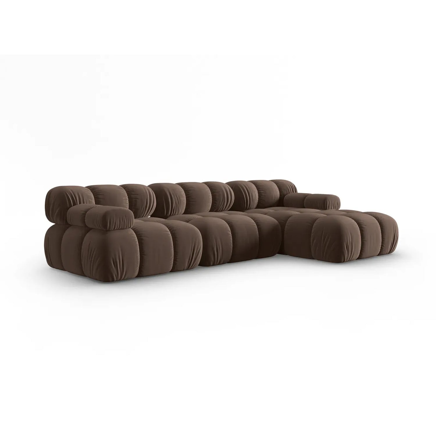 Bellis Modulares 4-Sitzer Sofa Chaise Longue Rechts mit Samtbezug oder 3D-Stoff, 282 cm - ZEN ZONE Furniture