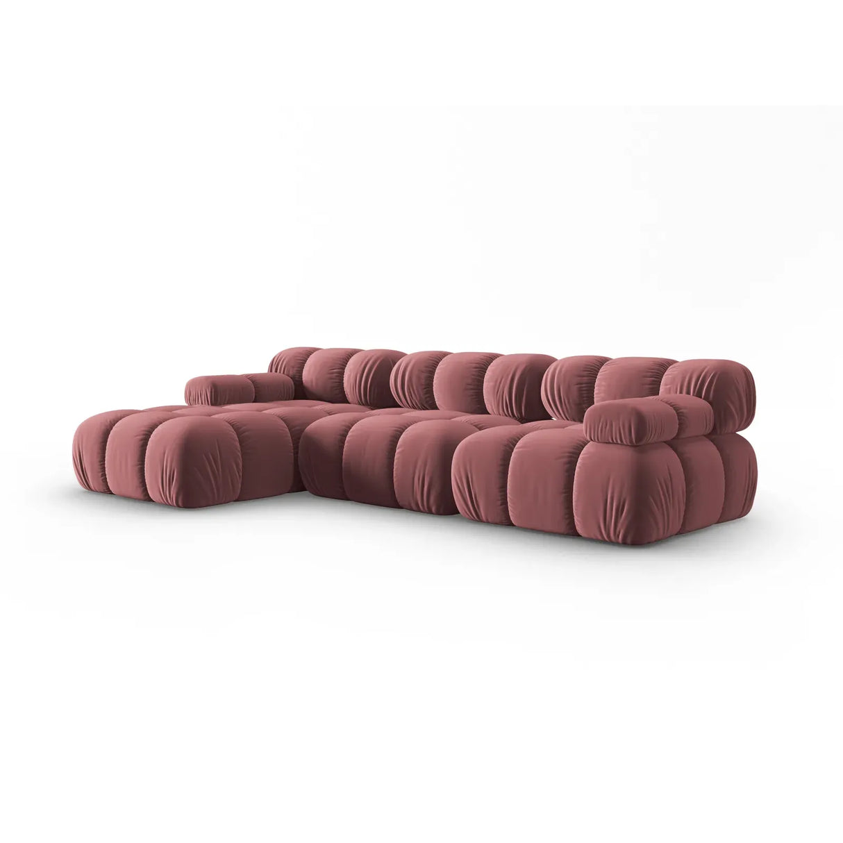Bellis Modulares 4-Sitzer Sofa Chaise Longue Links mit Samtbezug oder 3D-Stoff, 282 cm - ZEN ZONE Furniture