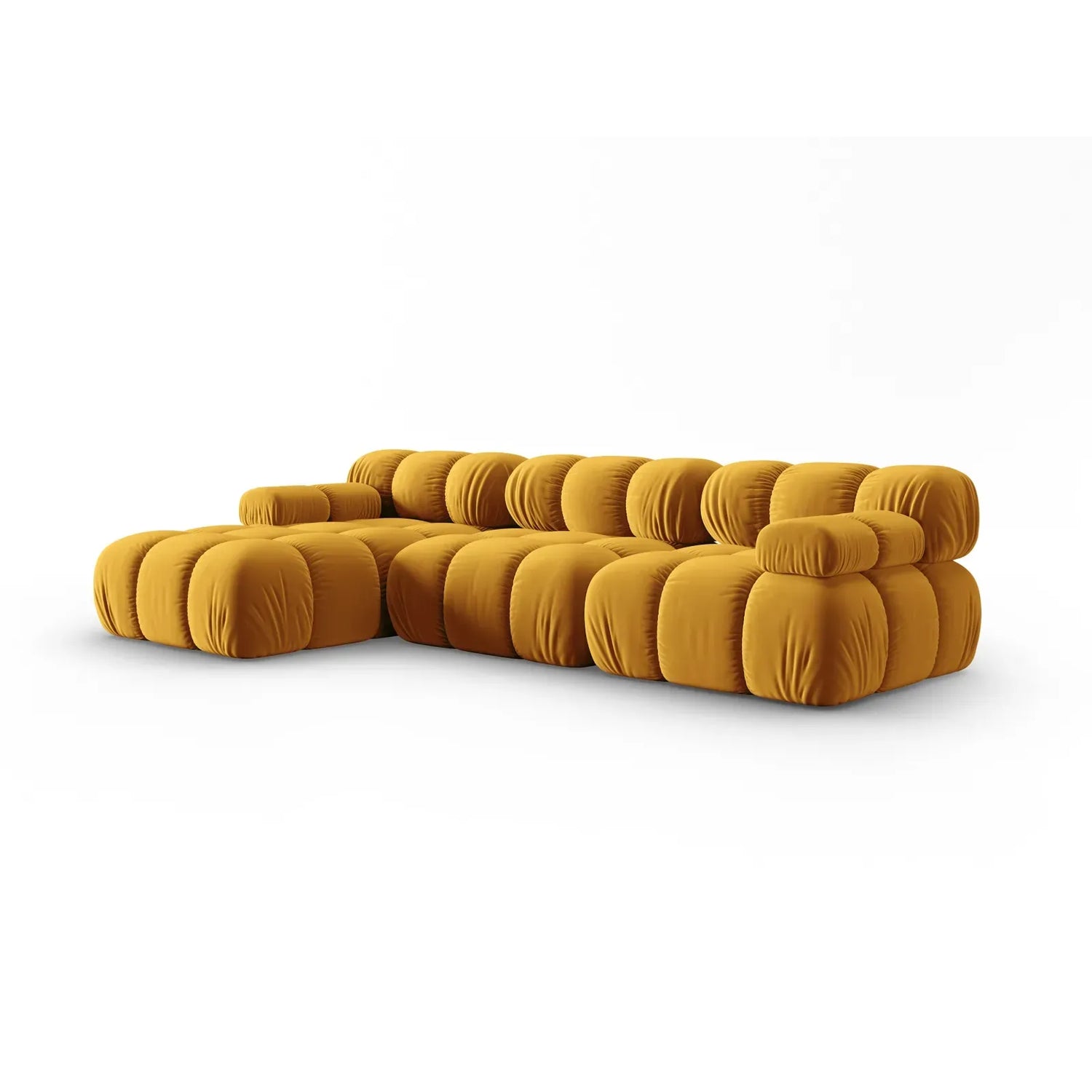 Bellis Modulares 4-Sitzer Sofa Chaise Longue Links mit Samtbezug oder 3D-Stoff, 282 cm - ZEN ZONE Furniture