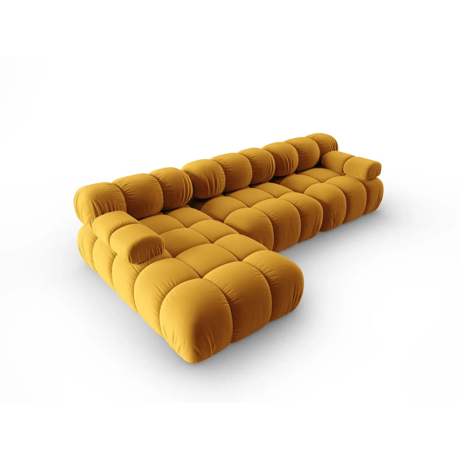 Bellis Modulares 4-Sitzer Sofa Chaise Longue Links mit Samtbezug oder 3D-Stoff, 282 cm - ZEN ZONE Furniture