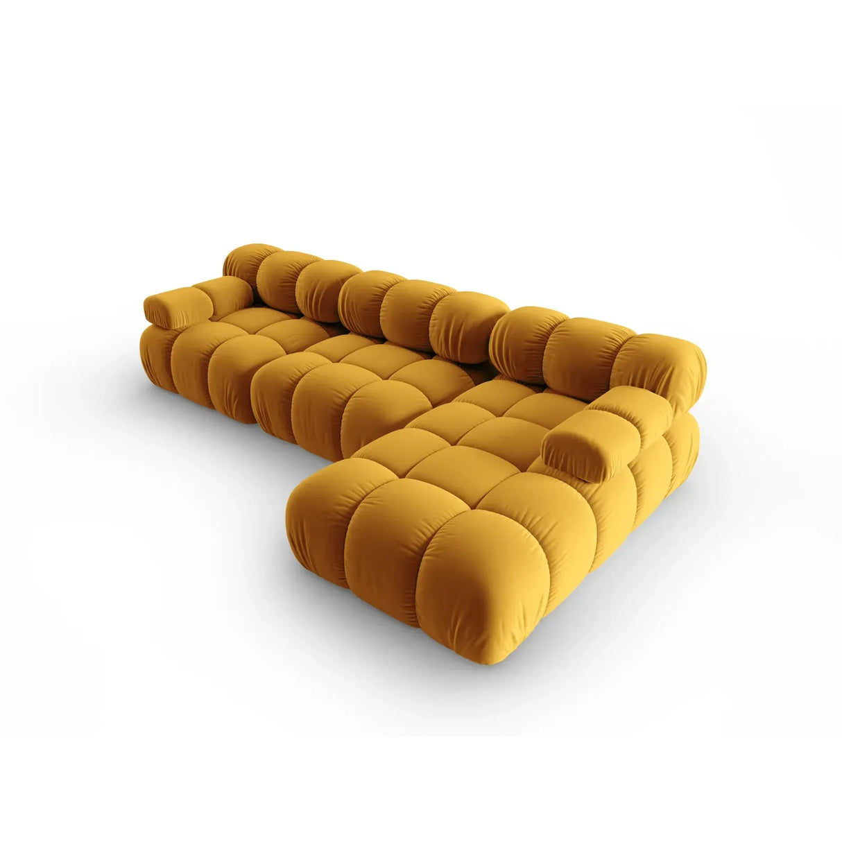 Bellis Modulares 4-Sitzer Sofa Chaise Longue Rechts mit Samtbezug oder 3D-Stoff, 282 cm - ZEN ZONE Furniture