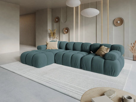 Bellis Modulares 4-Sitzer Sofa Chaise Longue Rechts mit Samt-Stoff (Blu85) in Türkis, 282 cm – Bild 2